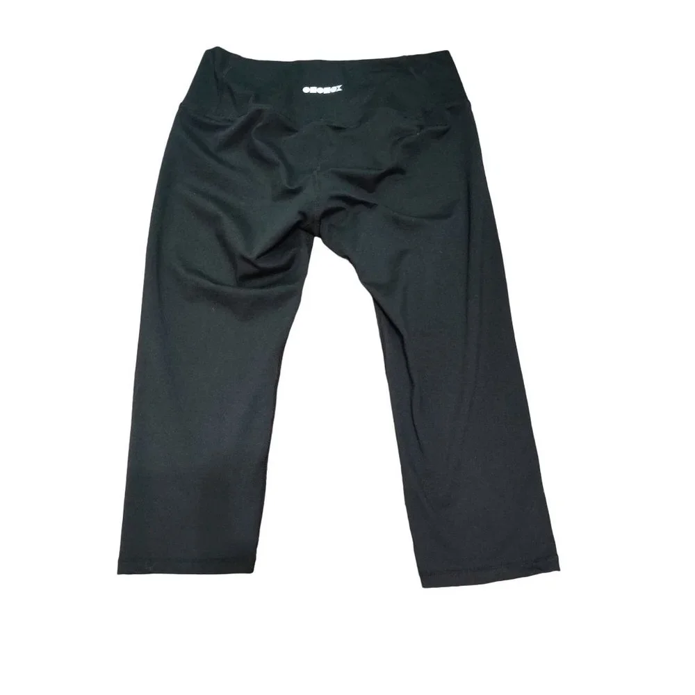 ODODOS Womens Cross Waist Yoga Leggings Capri Workout Pants Gym Black Sz M - Picture 2 of 5